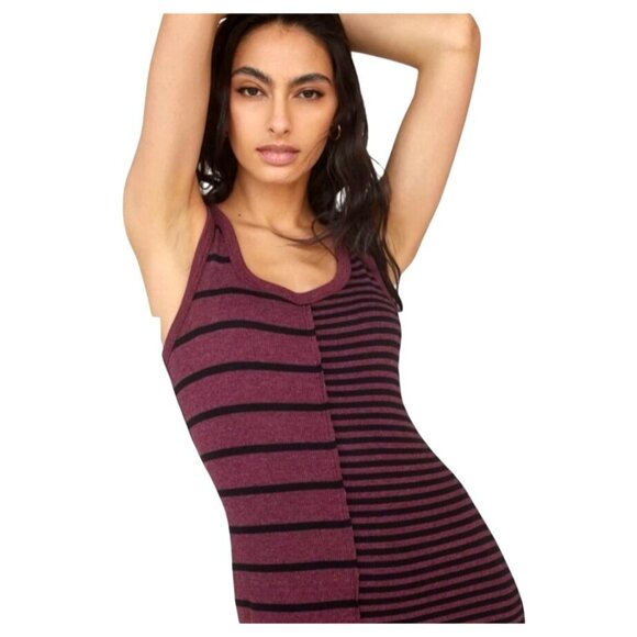 Anthropologie T.La Burgundy & Black Striped Midi Tank Dress XS - Picture 8 of 12